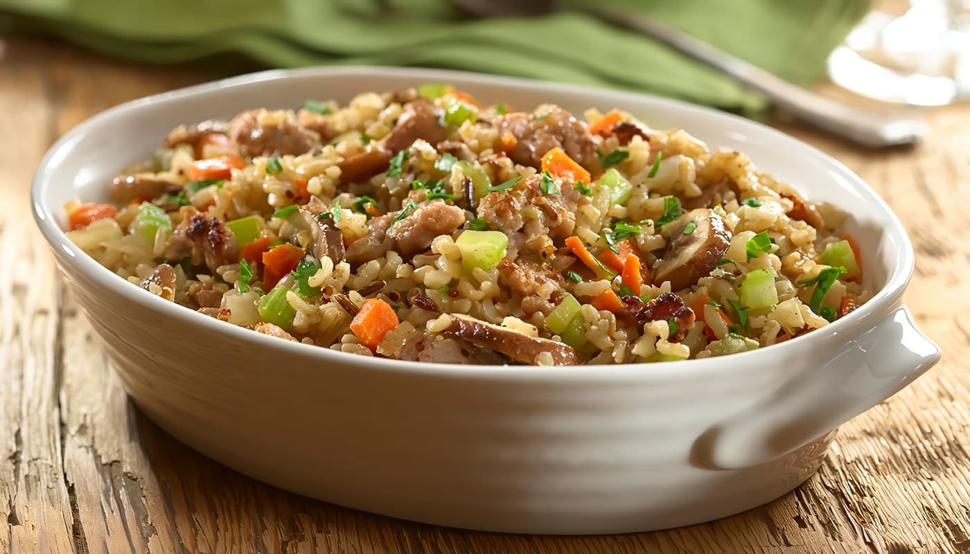 Arroz con Champiñones y Salchichas