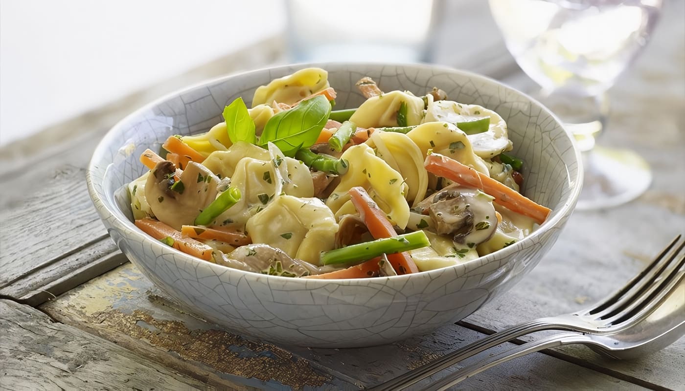 Pasta con verduras a la crema