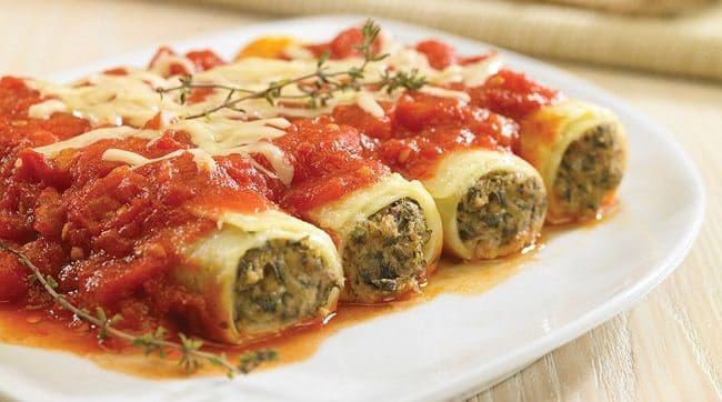 Canelones de carne y verduras