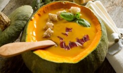 Crema de calabaza con picatostes