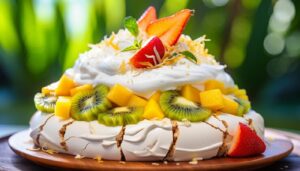 Pavlova de Frutas Tropicales