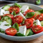 Ensalada fresca de pepino, tomate cherry y queso feta