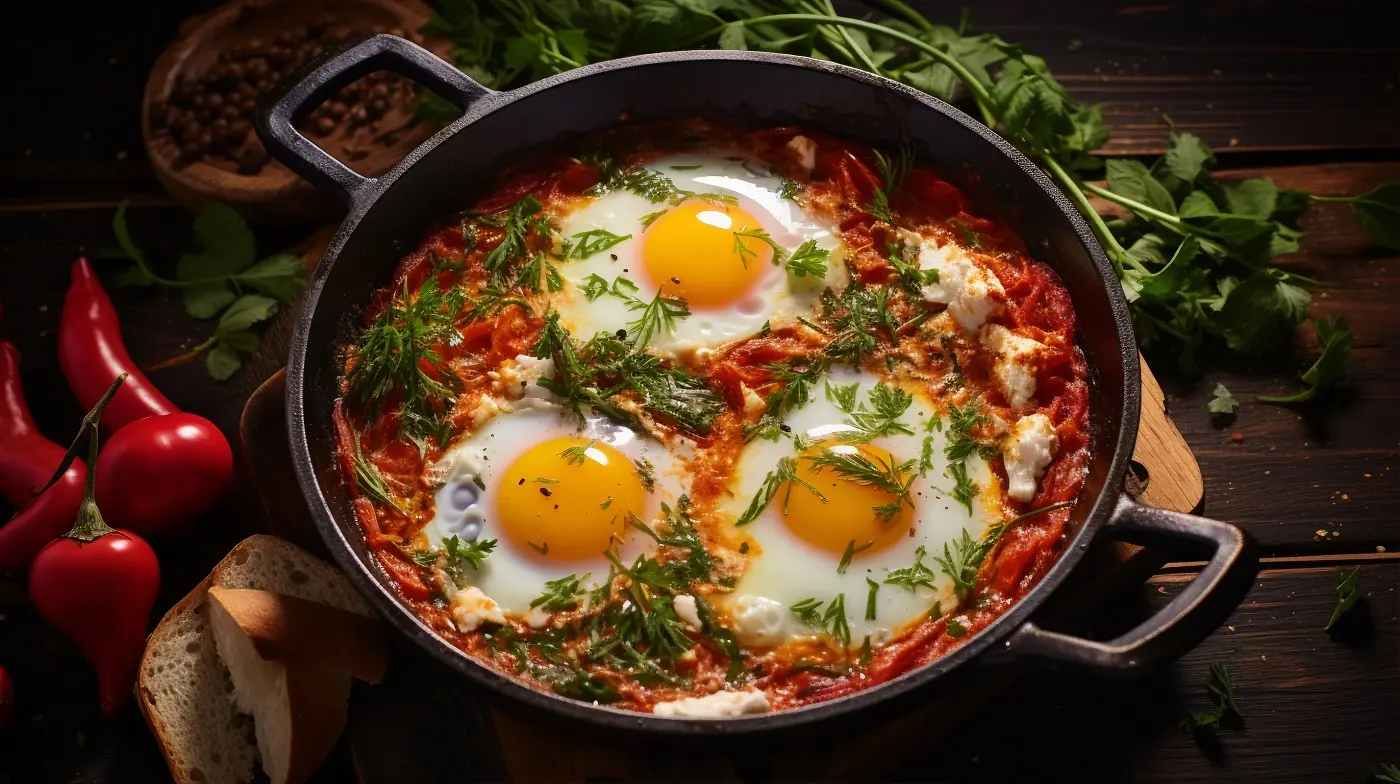 Shakshuka de tomate y huevo