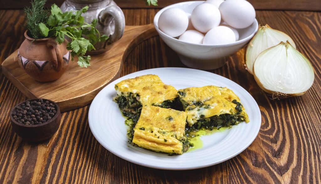 Revuelto de huevos con espinaca